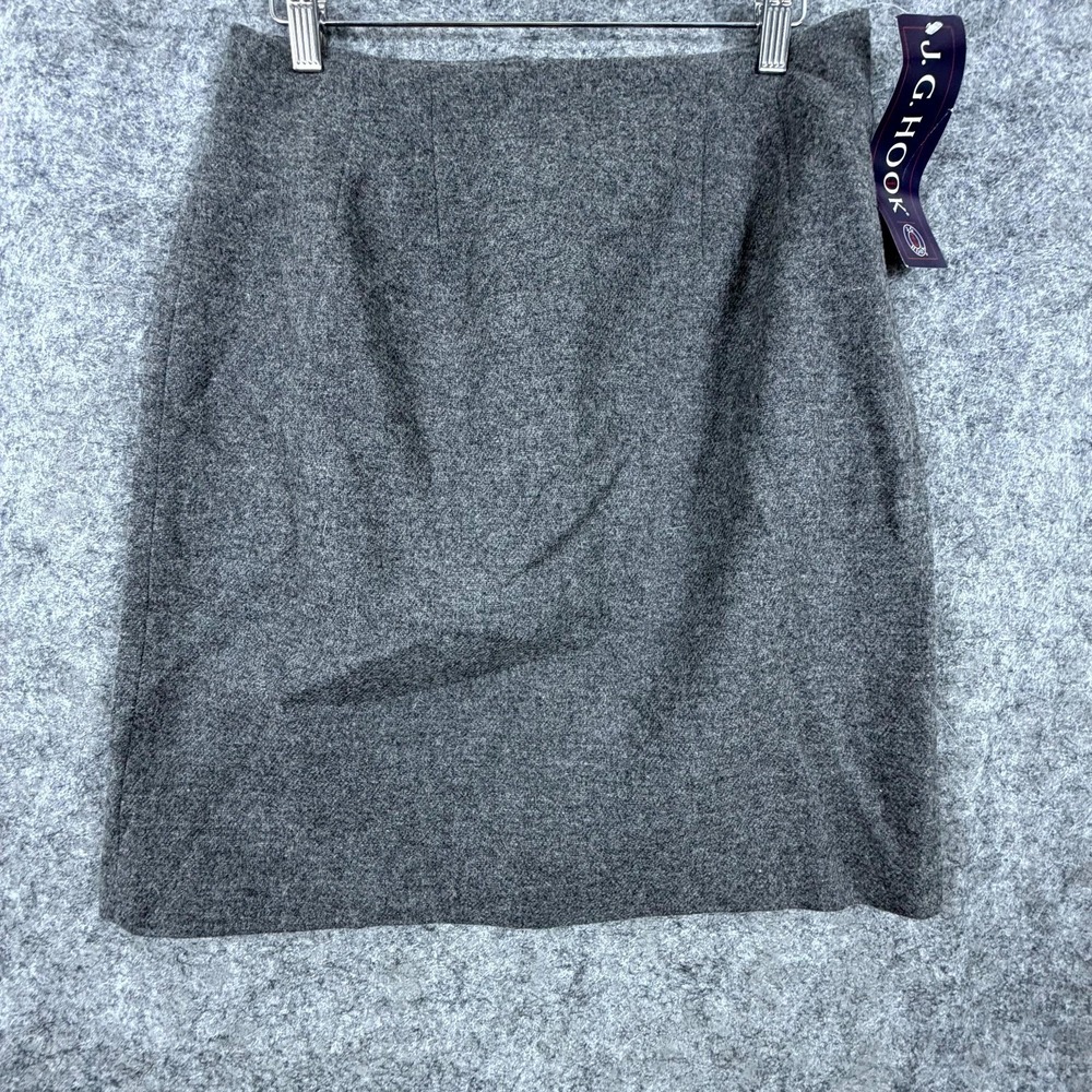 Vintage J.G. Hook Pencil Skirt Womens 10 Petite Gray Wool Office Chic‎ Capsule